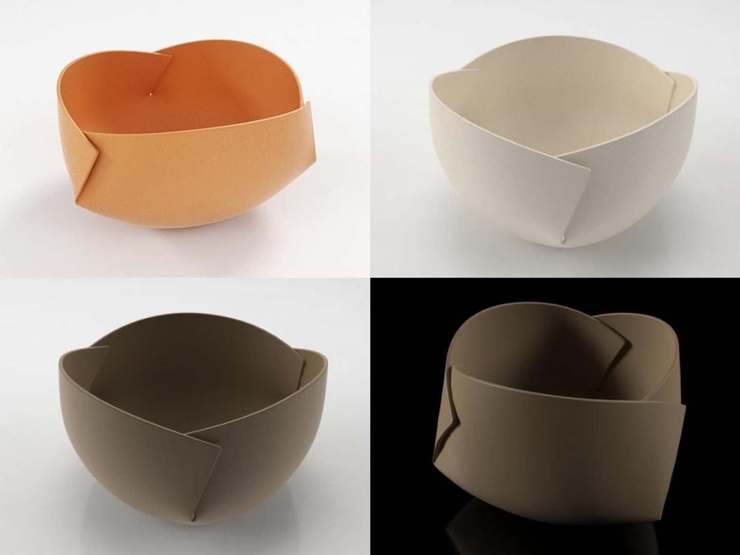 3D folded bowls https://p.turbosquid.com/ts-thumb/Px/q8UwaK/n1iA6nin/foldedbowls_2/jpg/1499270859/1920x1080/fit_q87/f6f5a9d7a23e4f5f9ab17208b206f700ba732650/foldedbowls_2.jpg
