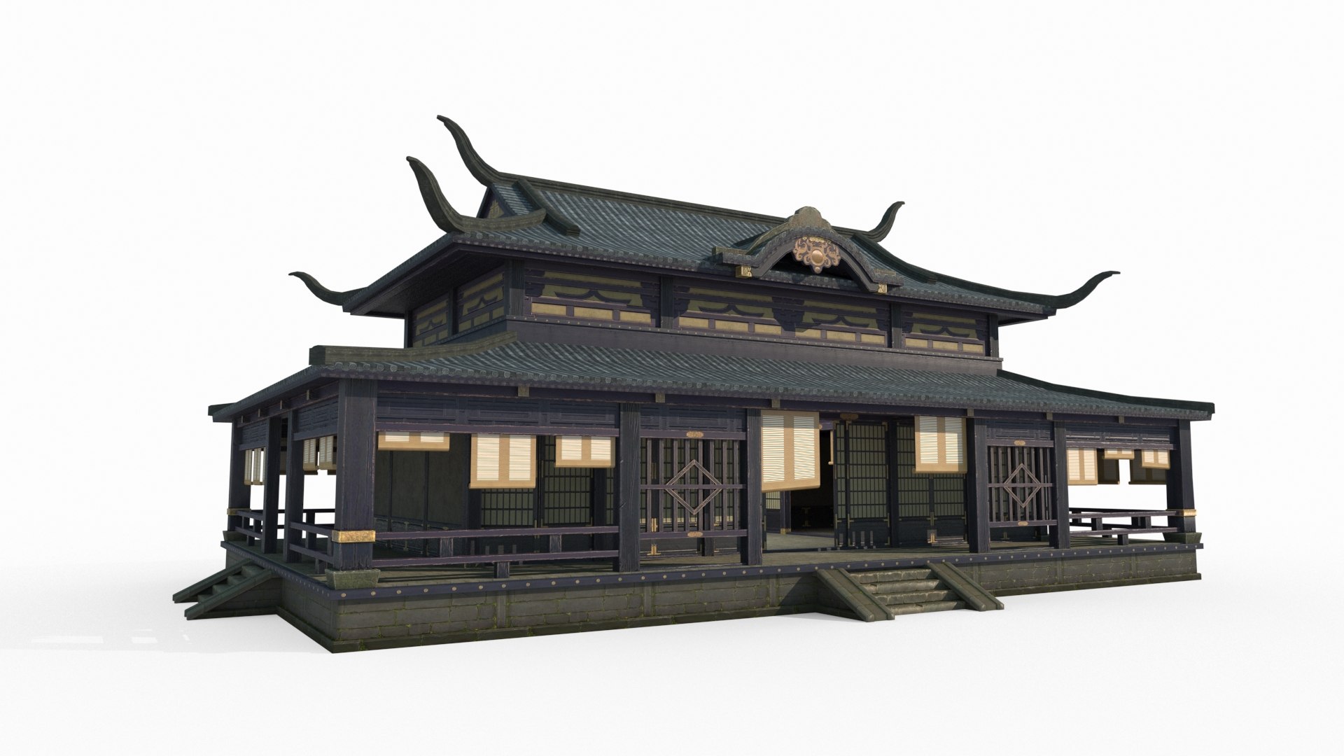 Luxury wing rooms in ancient Asian architecture 3D model - TurboSquid ...