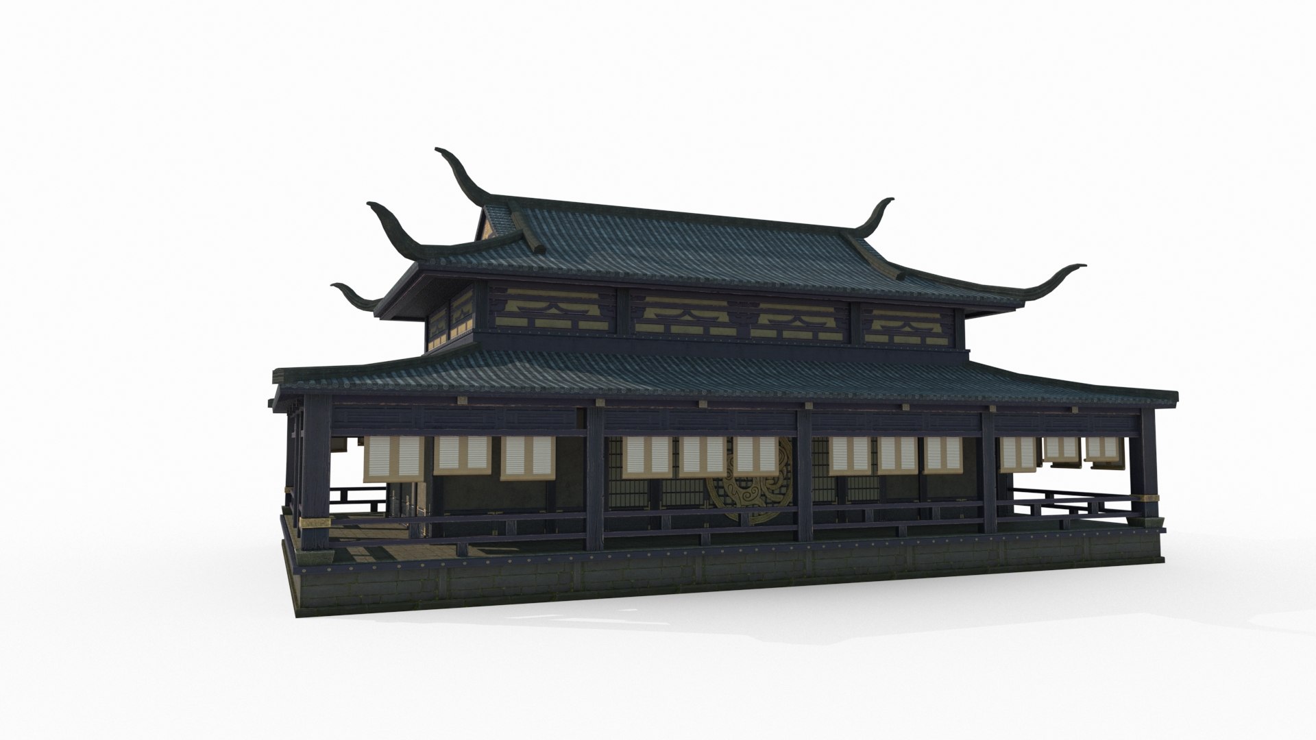 Luxury wing rooms in ancient Asian architecture 3D model - TurboSquid ...