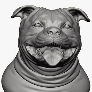 Staffordshire Terrier Dog Sculpture Bust