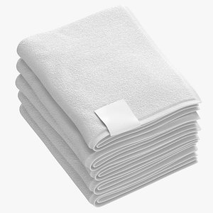 Folded Bath Towels Medium 5 Pile White Blue and Gray