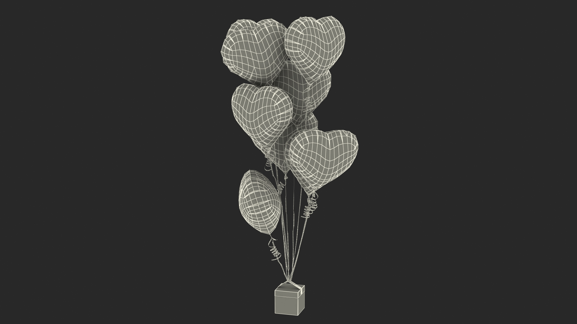 Heart Shaped Matte Gold Balloons Tied To Gift Box 3D Model - TurboSquid ...