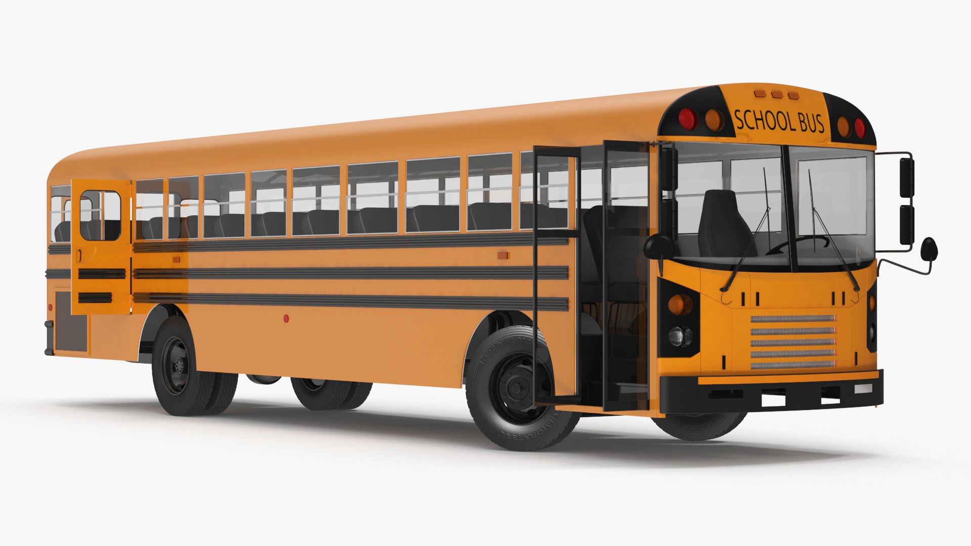 Electric School Bus Rigged 3D model preview