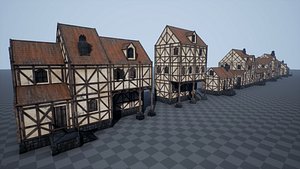 3D pbr medieval houses model