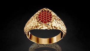 organic  stone rock unique texture ring 3D model