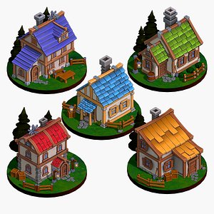 3D Stylized Simple House  props model