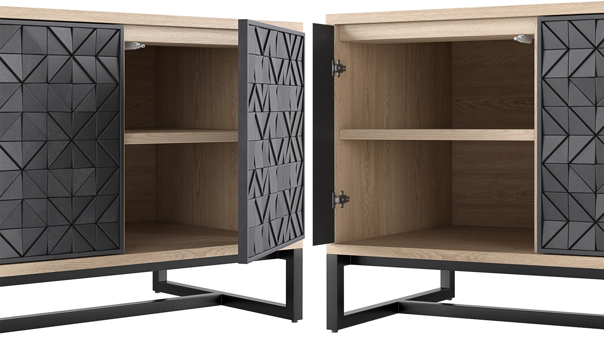 3D Model Crate And Barrel Renard 68 Carved Media Console TurboSquid