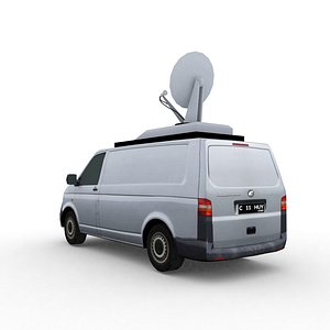 Low Poly 3D Satellite News Van Game Ready Model model