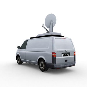 Low Poly 3D Satellite News Van Game Ready Model