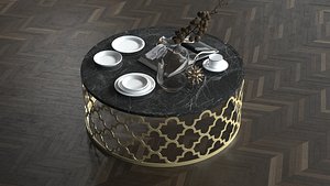 3D Coffee table model with accessories