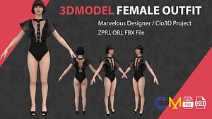Outfit Female Marvelous Designer And Clo3d 3D model