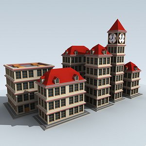 cartoon buildings 3d model