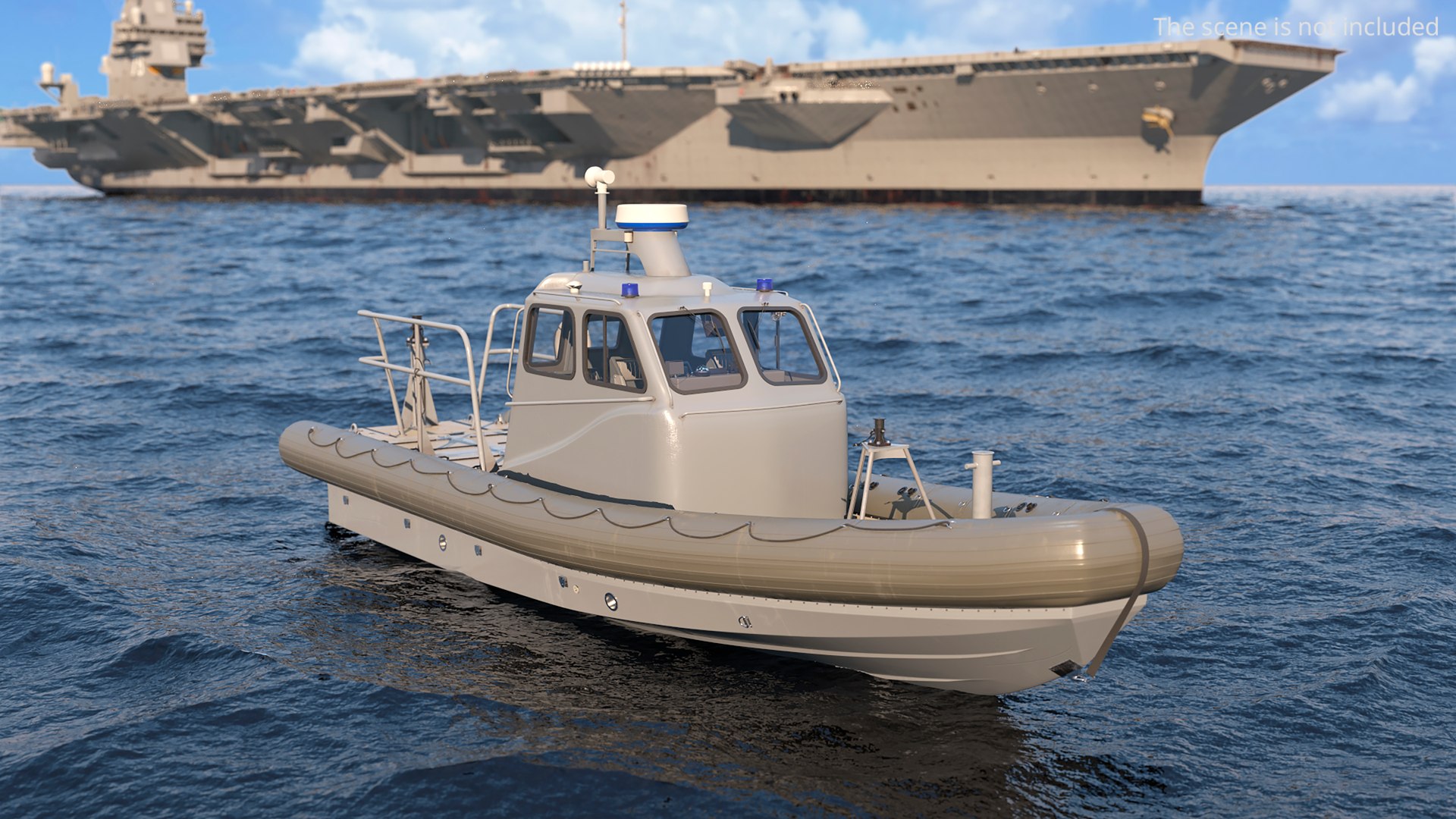 Inflatable Utility Boat With Hard Hull And Antenna Rigged For Maya 3D ...