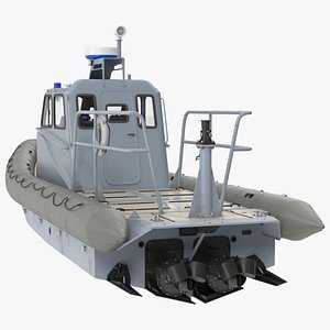 Inflatable Utility Boat with Hard Hull and Antenna Rigged for Maya