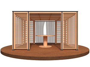 3D Modern wood pergola patio sunshade gazebo model