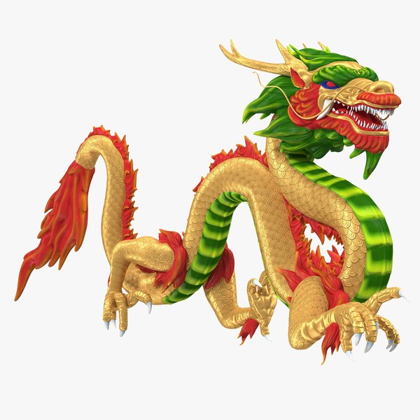 3D model colorful chinese dragon rigged