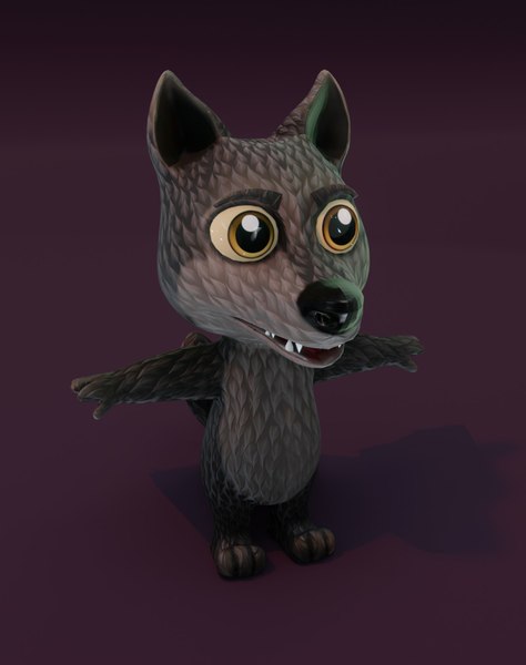 Cartoon Black Wolf 3D Model model