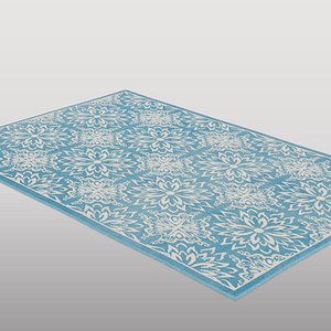 Contemporary Blue Area Rug 3D