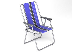 Striped Outdoor Folding Beach Chair Asset Pack 3D model