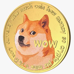 3D Physical Cryptocurrency Dogecoin Gold model