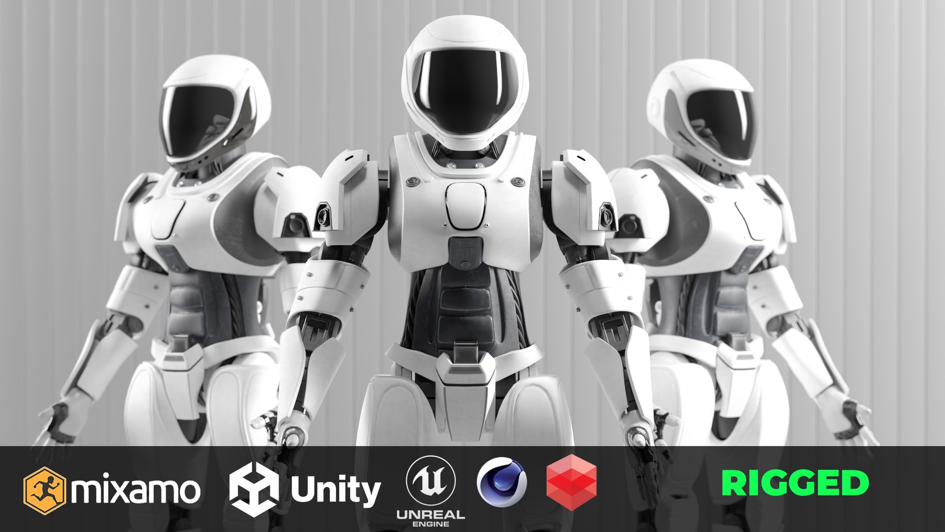 Sci-Fi Humanoid Robot Vanguard Sentinel Unit Low-poly 3D