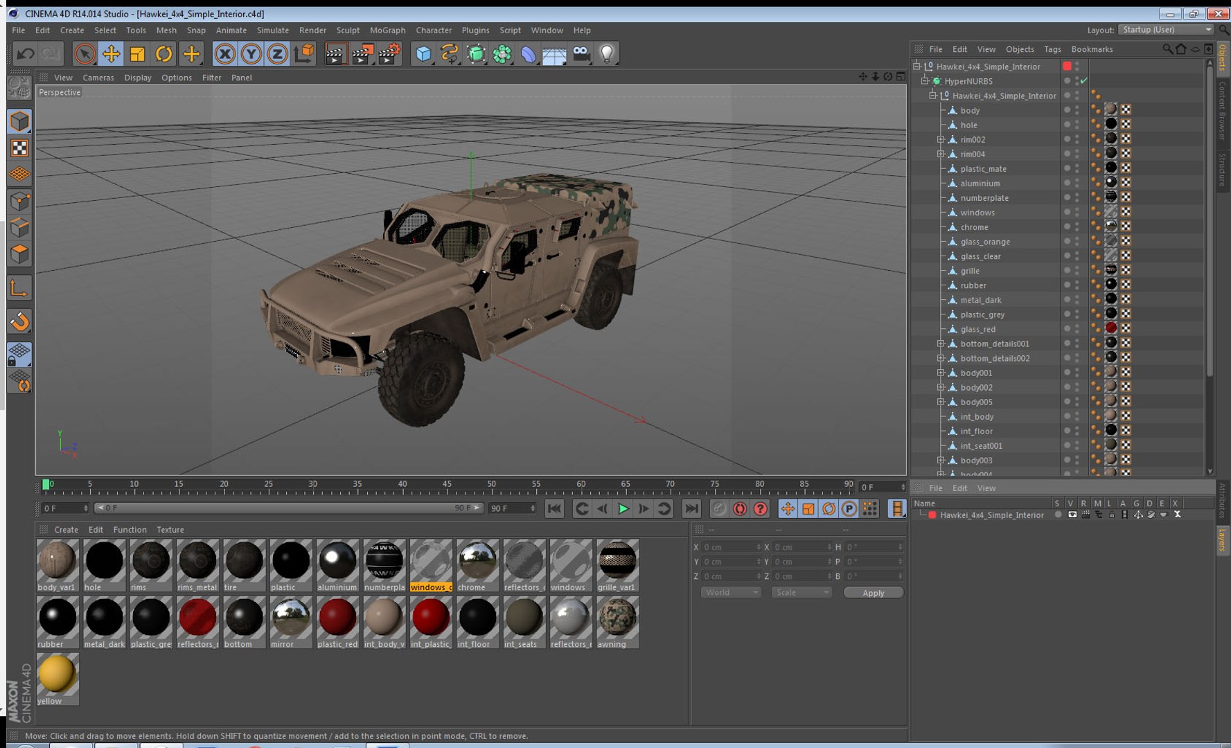 Hawkei 4x4 simple interior 3D model - TurboSquid 1359649