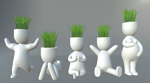 plants decorative pots low-poly 3D model