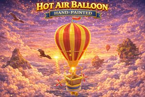 hot air balloon hand-painted 3D