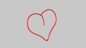 Heart thin line icon 3D model