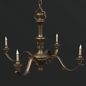 3D Mid Low Poly Chandelier for Game model