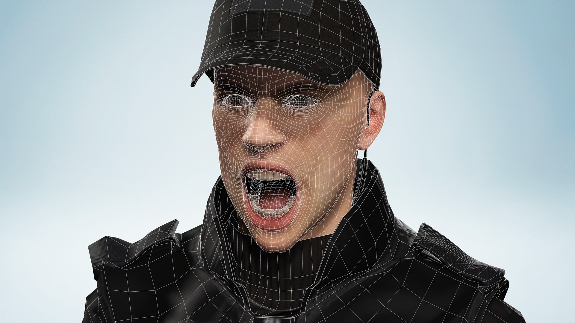 3D Tactical Operative 3D Character In Black Gear Security Guard ...