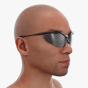 3D Wraparound D-Frame Sunglasses on Face model