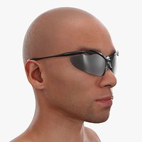 Wraparound D-Frame Sunglasses on Face