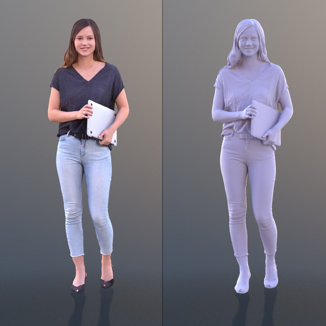 10452 Nadin - Woman Walking Holding A Laptop 3D Model - TurboSquid 1805052