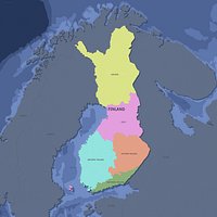 Finland Admin 1 3D Map - Mercator