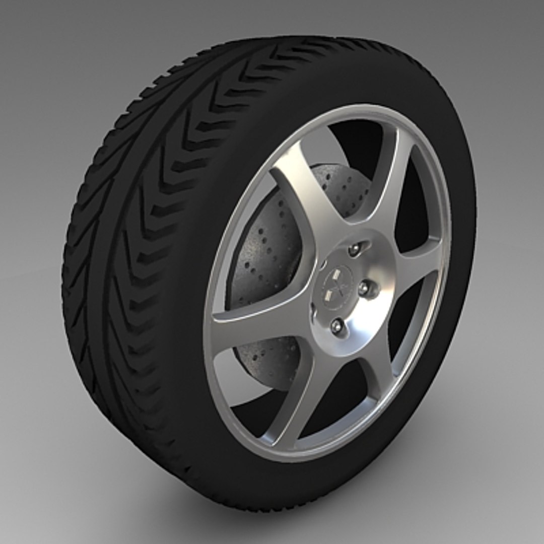 Mitshubishi Evolution Rim Tyre 3d Model