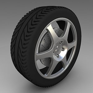 mitshubishi evolution rim tyre 3d model