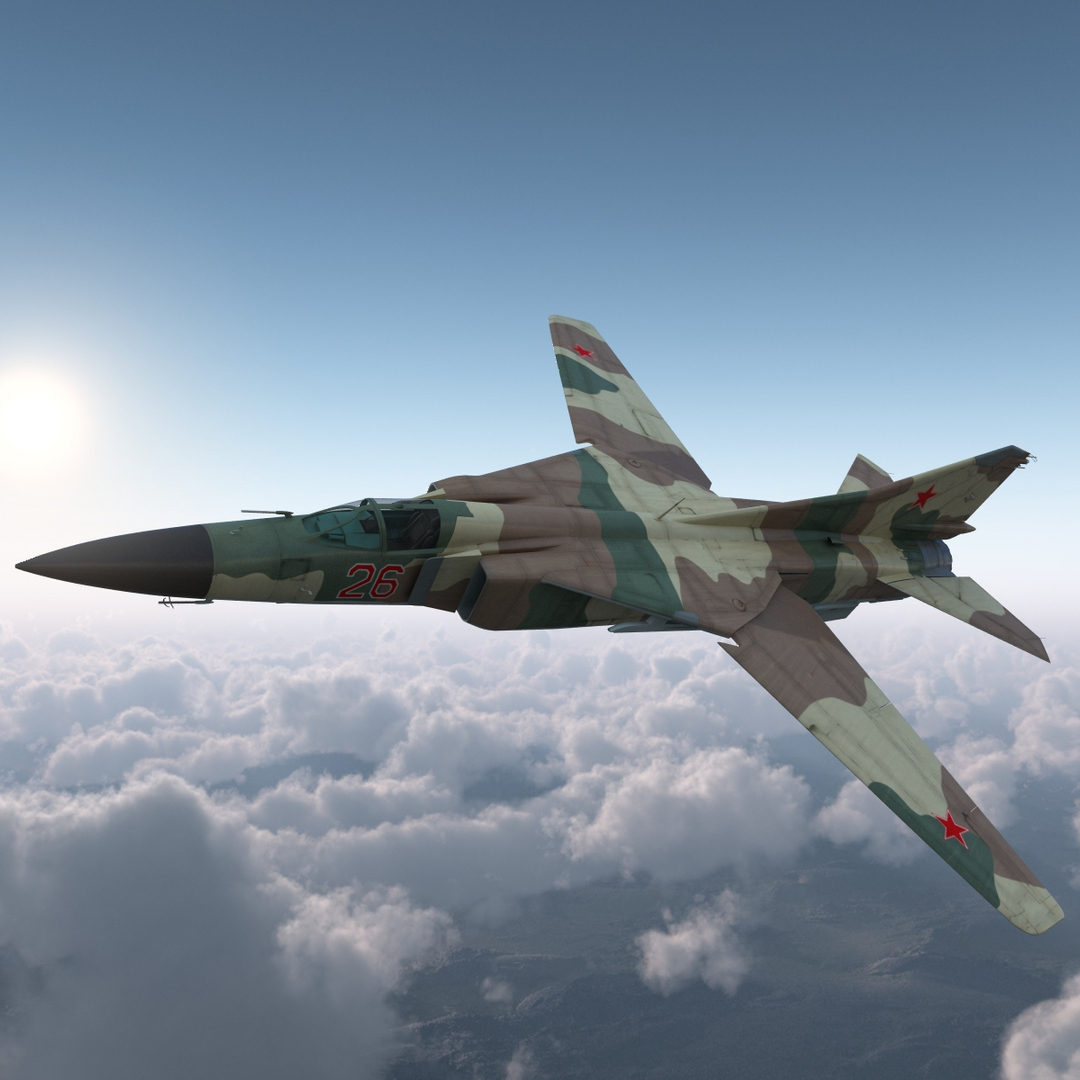 3d model fighter aircraft mig-23 rigged