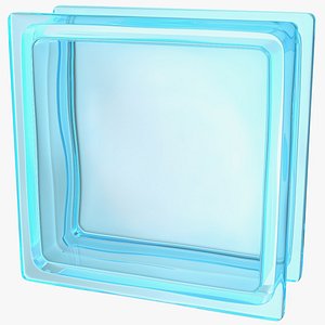 Blue Square Glass Block 3D