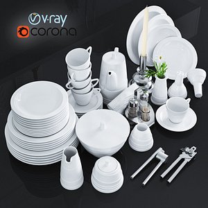 kitchen set dishes 3d max