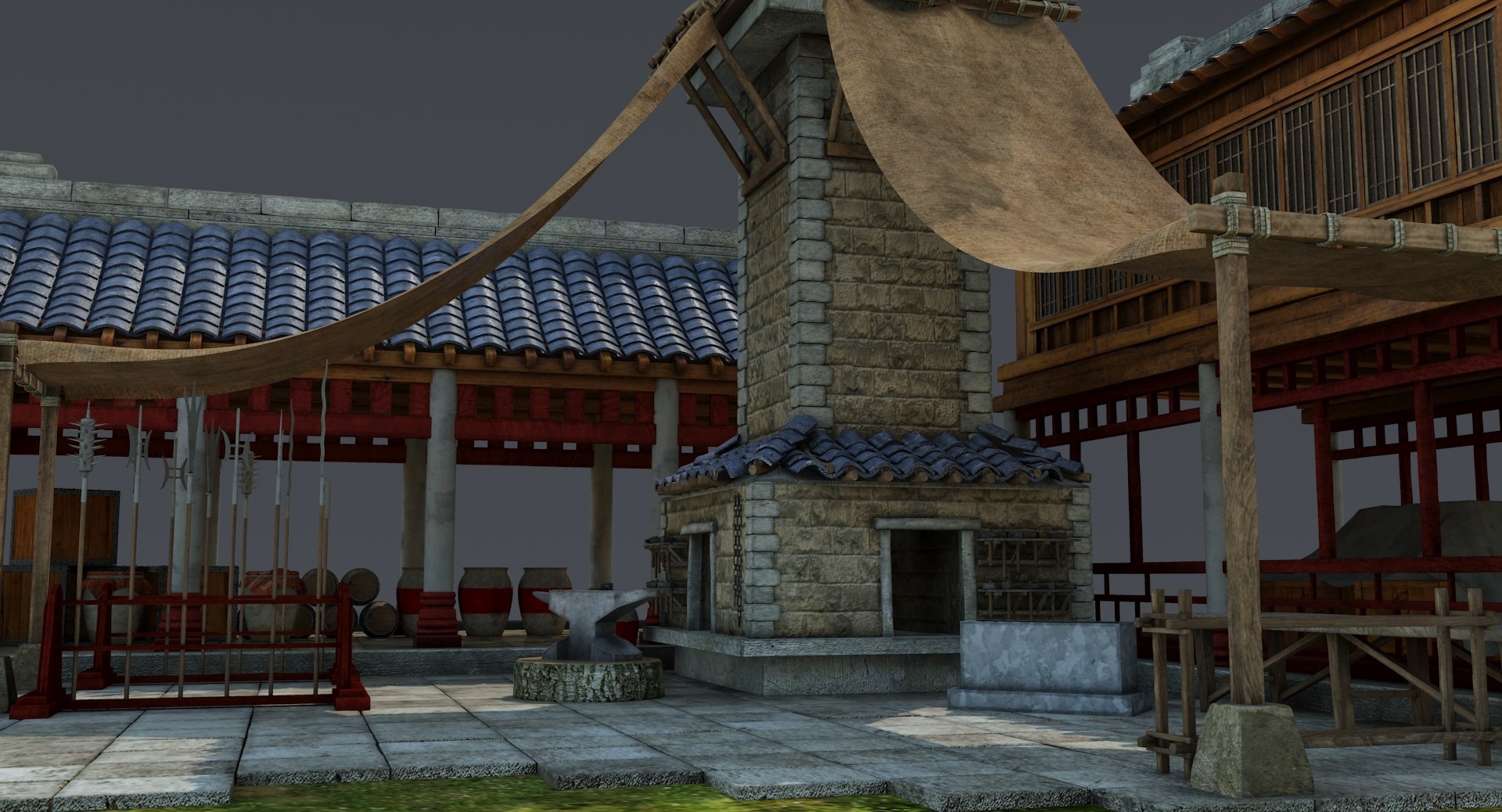 Medieval chinese blacksmith house 3D model - TurboSquid 1199071