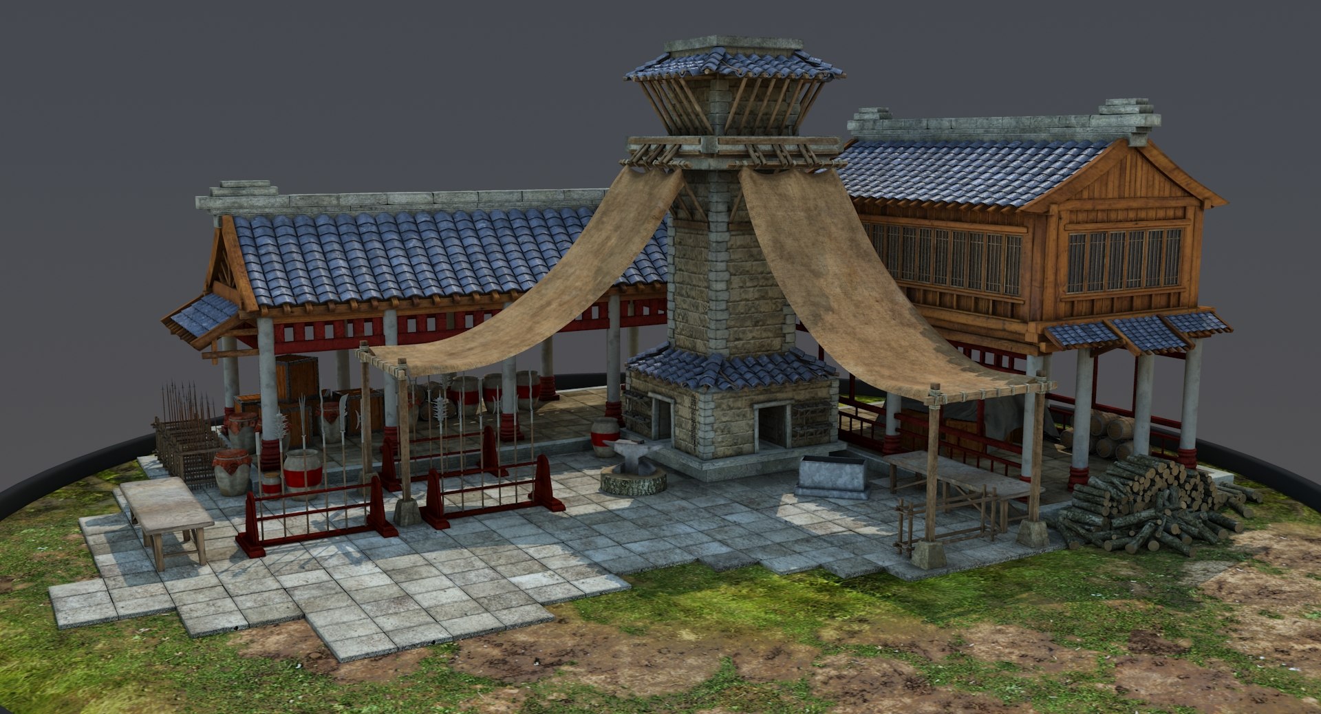 Medieval chinese blacksmith house 3D model - TurboSquid 1199071