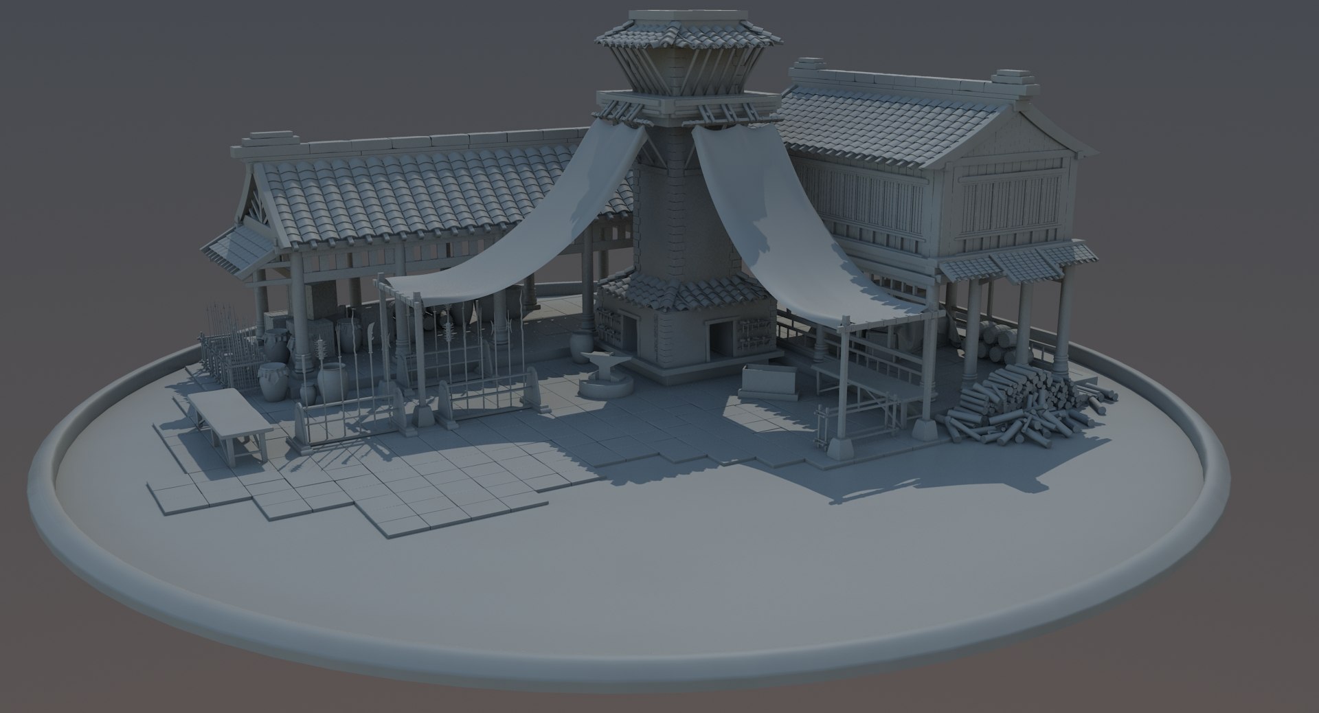 Medieval chinese blacksmith house 3D model - TurboSquid 1199071