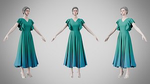 3D Dress 45 Pine Green model