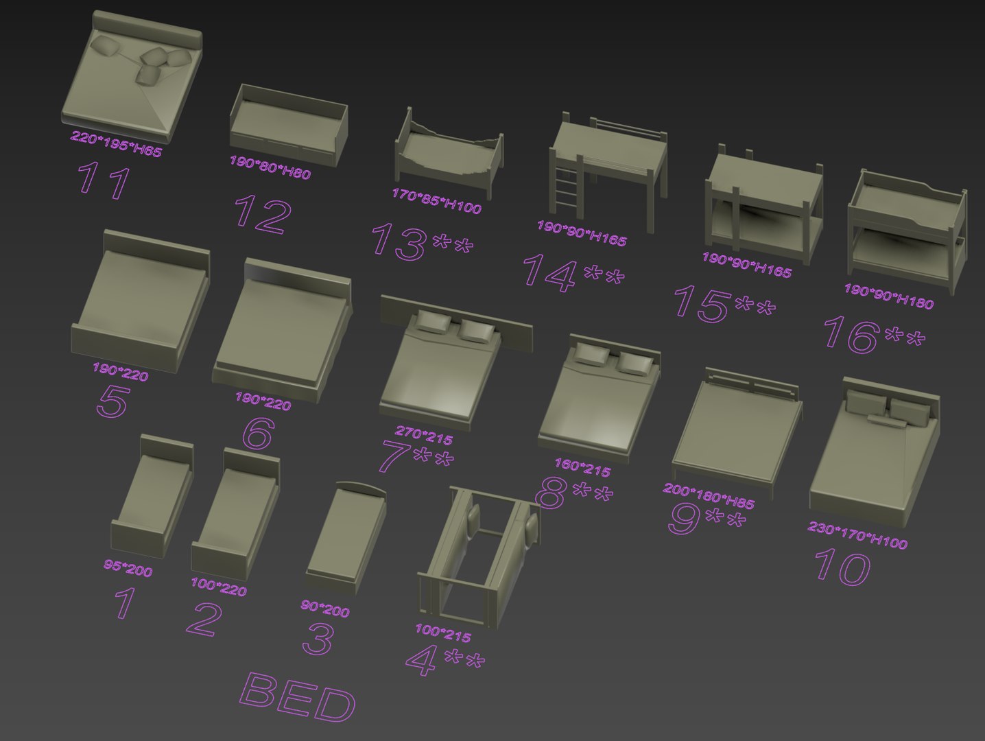 3D Architecture Interior Mega Pack 353 STL Models Furniture Miniature Scale 1 50 Diorama Design model https://p.turbosquid.com/ts-thumb/Q0/GfqmZy/9d/bed/png/1784972938/1920x1080/fit_q87/bec14696b950551c40d2596eef0bc094ce082ece/bed.jpg