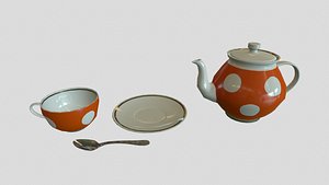 3d set teapot cup model