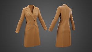 3D Long Leather Coat Brown