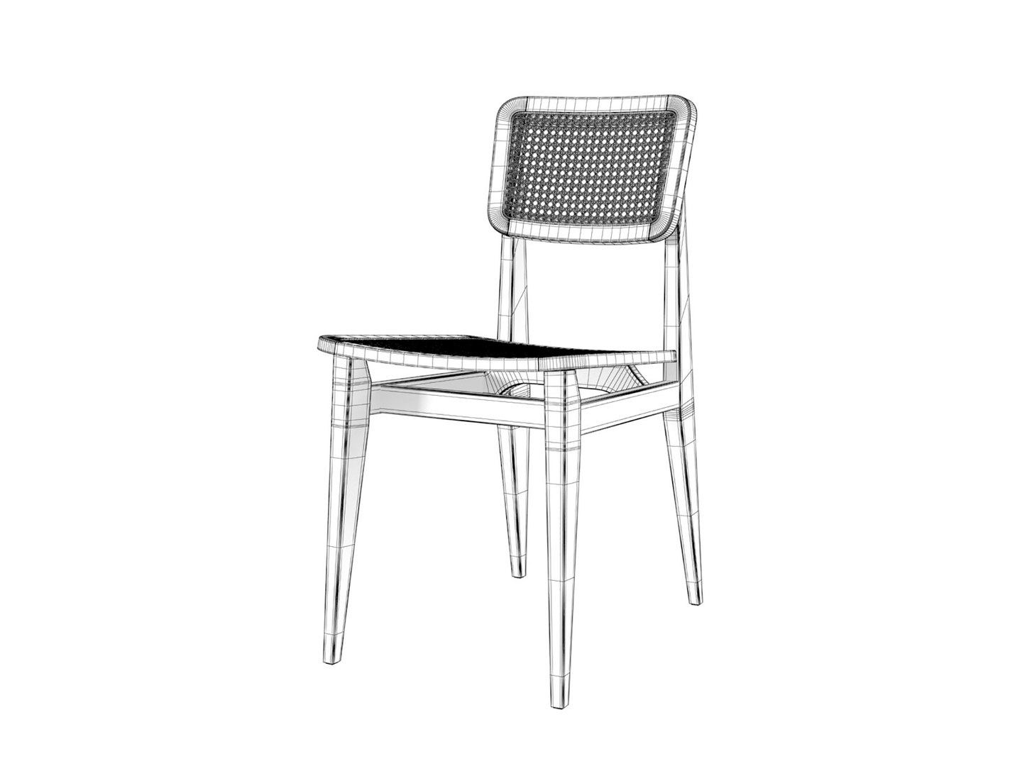 3D Scandinavian Cane Back Dining Chair Model - TurboSquid 2155636
