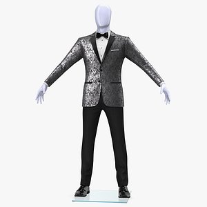 Grey Patterned Tuxedo Suit