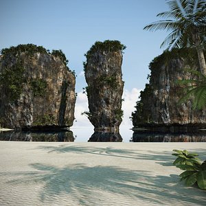 3dsmax beach thailand rock